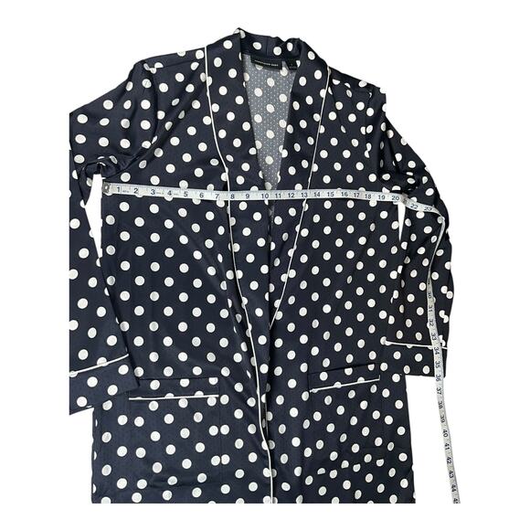 Something Navy Navy Blue & White Polka Dot Satin Pajama Robe – Size Small - Picture 5 of 10